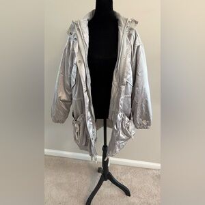 Liz Claiborne Silver 3-in-1 Satin Look Trench Coat with Reversible Shell Puffer